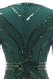Dark Green Short Sleeves Mother Of The Bride Dress With Fringes