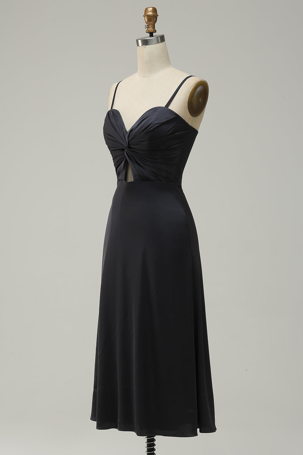 Spaghetti Straps Midi Simple Prom Dress with Hollow Out