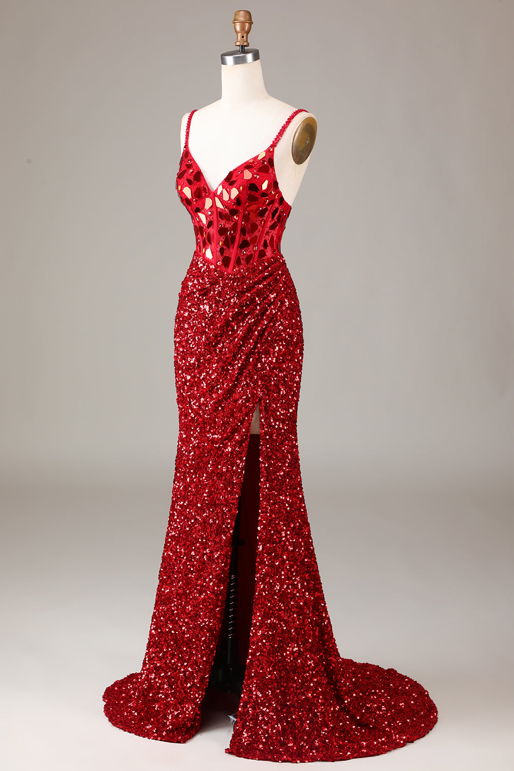 Zapakasa Women Sequins Sparkly Mermaid Prom Dress with Slit Spaghetti Straps Party Dress Zapakasa Women Sequins Sparkly Mermaid Prom Dress with Slit Spaghetti Straps Party Dress