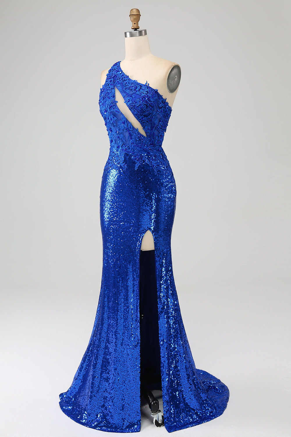 Zapakasa Women One Shoulder Royal Blue Mermaid Prom Dress with Slit Glitter Long Party Dress with Appliques Zapakasa Women One Shoulder Royal Blue Mermaid Prom Dress with Slit Glitter Long Party Dress with Appliques