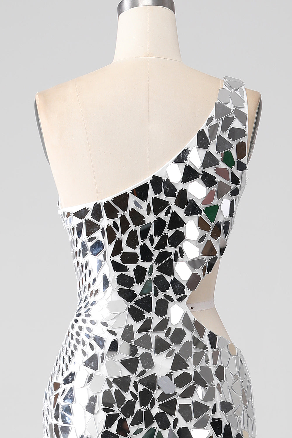 silver prom dress prank Gorgeous Silver Sequins See Through Halter Mermaid Court Train Prom Dresses