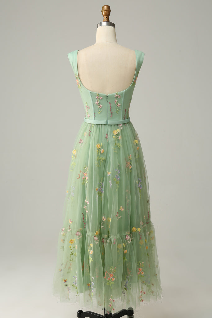 Champagne Long Prom Dress with Embroidery main image 0