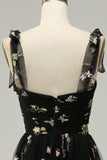 Black Long Prom Dress With Embroidery