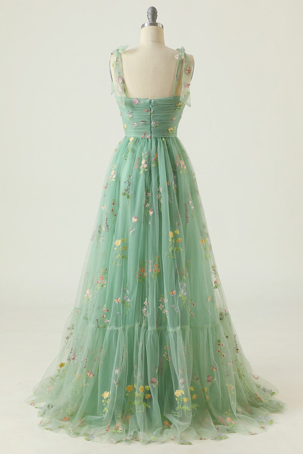champagne embroidery long prom dress Wedtrend Women Champagne Prom Dress A-Line Princess Square Neck Corset Long Evening Dress with Embroidery, Champagne / US10