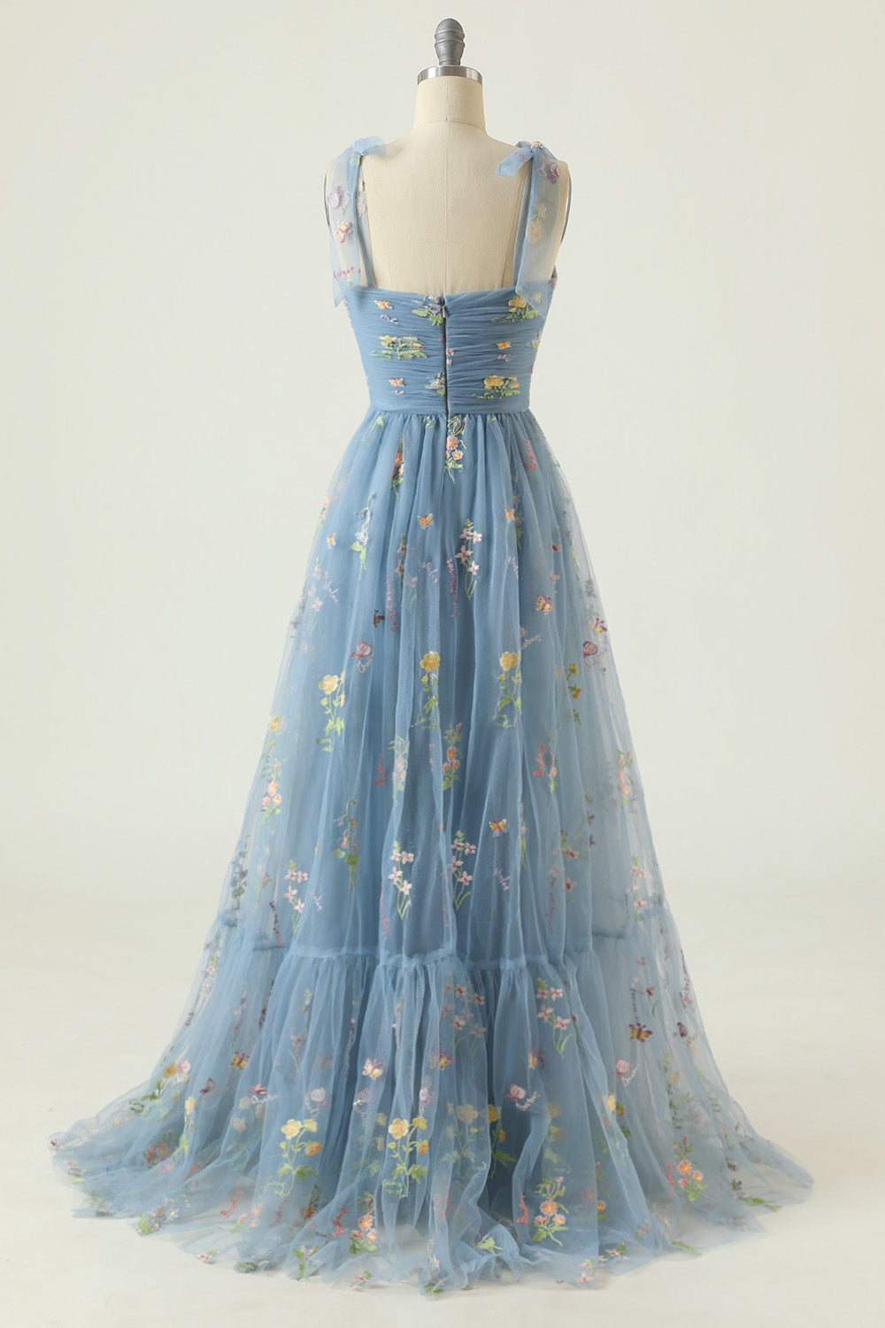 ZAPAKASA Women Grey Blue Prom Dress A-Line Sleeveless Long Homecoming Dress With Embroidery ZAPAKASA Women Grey Blue Prom Dress A-Line Sleeveless Long Homecoming Dress With Embroidery