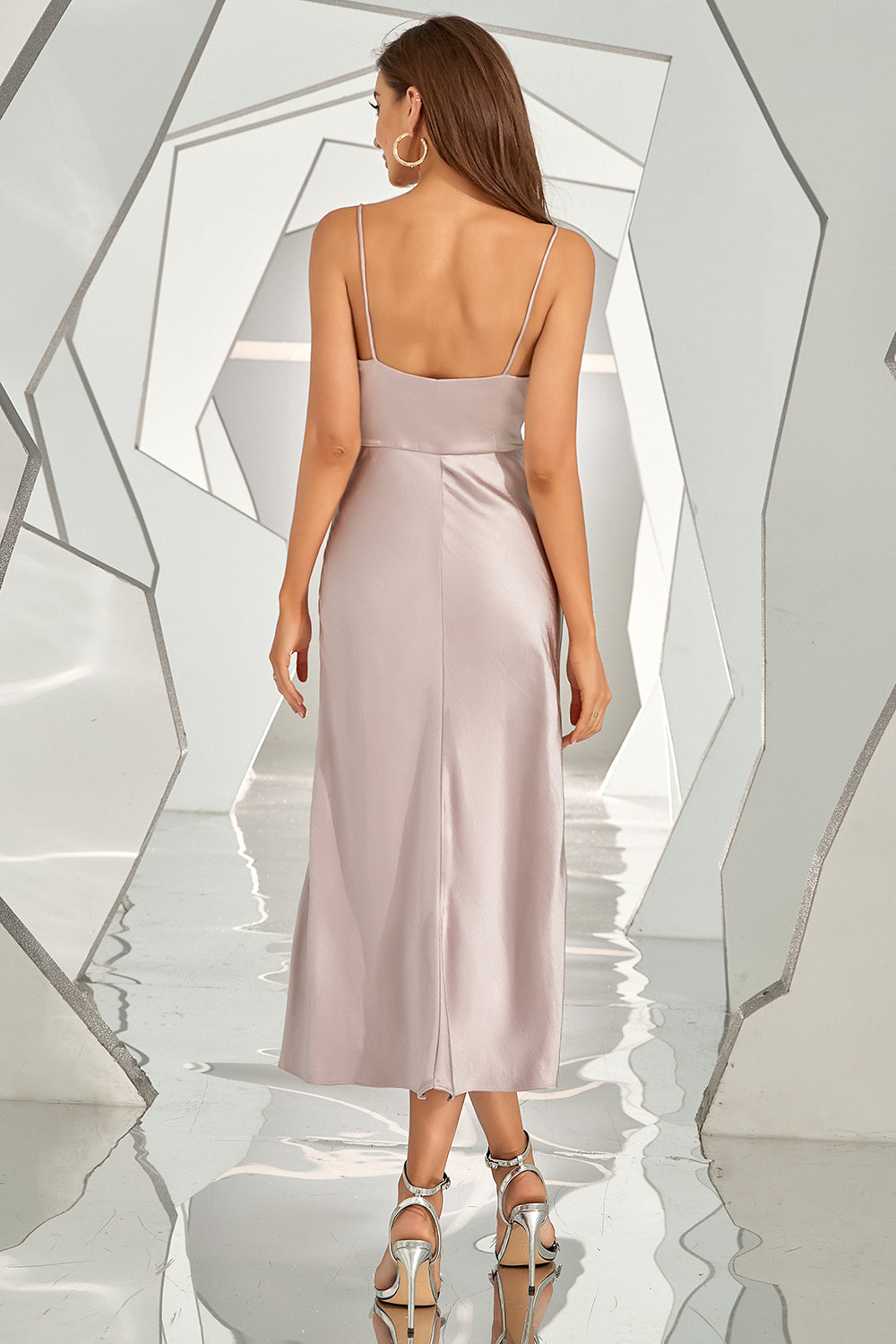 Zapakasa Women Bridesmaid Dress Blush Spaghetti Straps Wedding Guest Dress Zapakasa Women Bridesmaid Dress Blush Spaghetti Straps Wedding Guest Dress