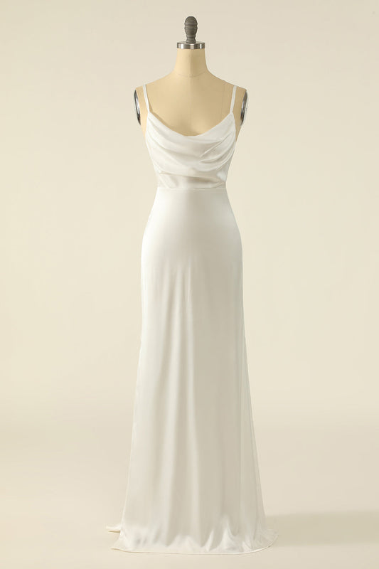 Ivory Satin Simple Prom Dress