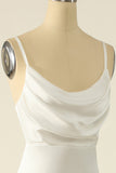 Ivory Satin Simple Prom Dress