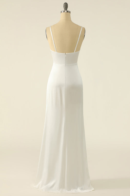 Ivory Satin Simple Prom Dress