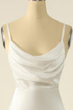 Ivory Satin Simple Prom Dress