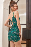 Sequin Fringes Green Homecoming Dress