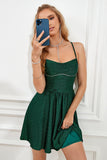 Dark Green Spaghetti Straps A-Line Homecoming Dress