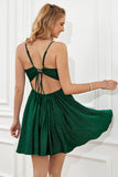 Dark Green Spaghetti Straps A-Line Homecoming Dress