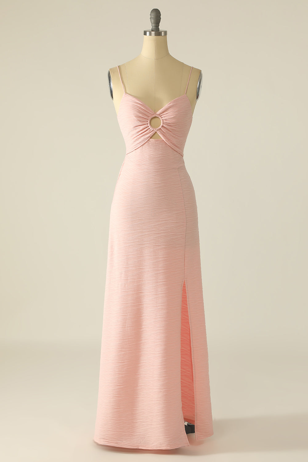 Blue Spaghetti Straps Cut Out Wedding Guest Dress With Bow
