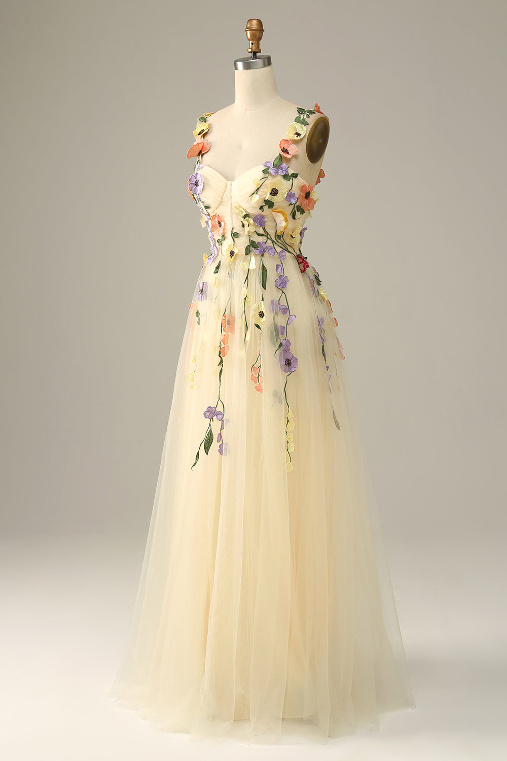 Zapakasa Flower Green Prom Dress A-Line Tulle Floor-Length Sweetheart
