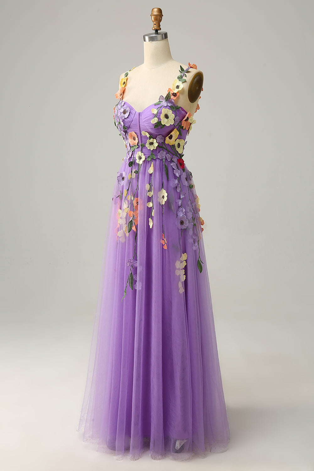 Flower A-Line Dark Purple Prom Dress