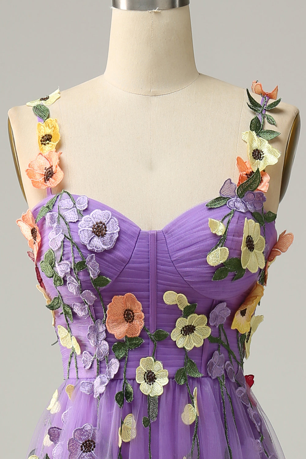 Flower A-Line Dark Purple Prom Dress