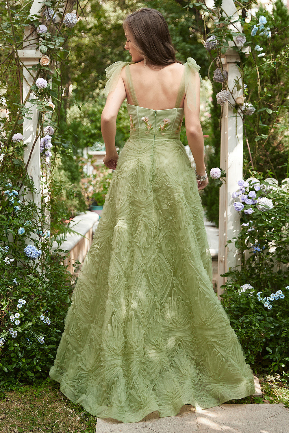 Zapakasa Women Long Prom Dress Light Green A-Line Evening Dress With