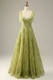 A-Line Light Green Tulle Prom Dress