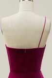One Shoulder Velvet Prom Dress with Slit