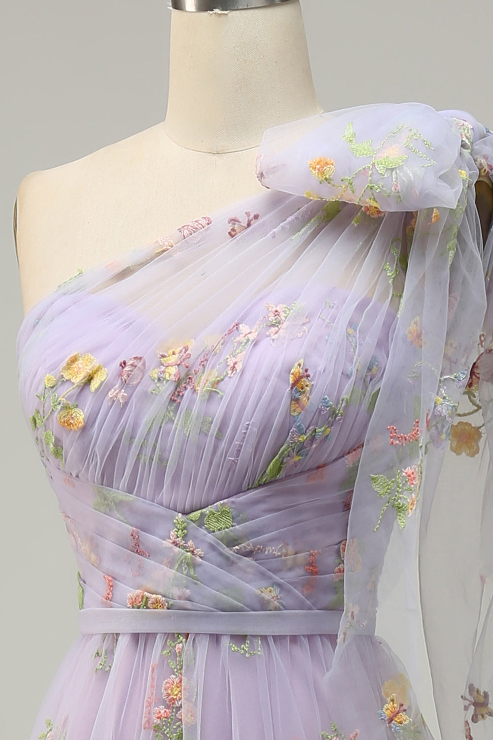 A-Line Purple Long Prom Dress With Embroidery