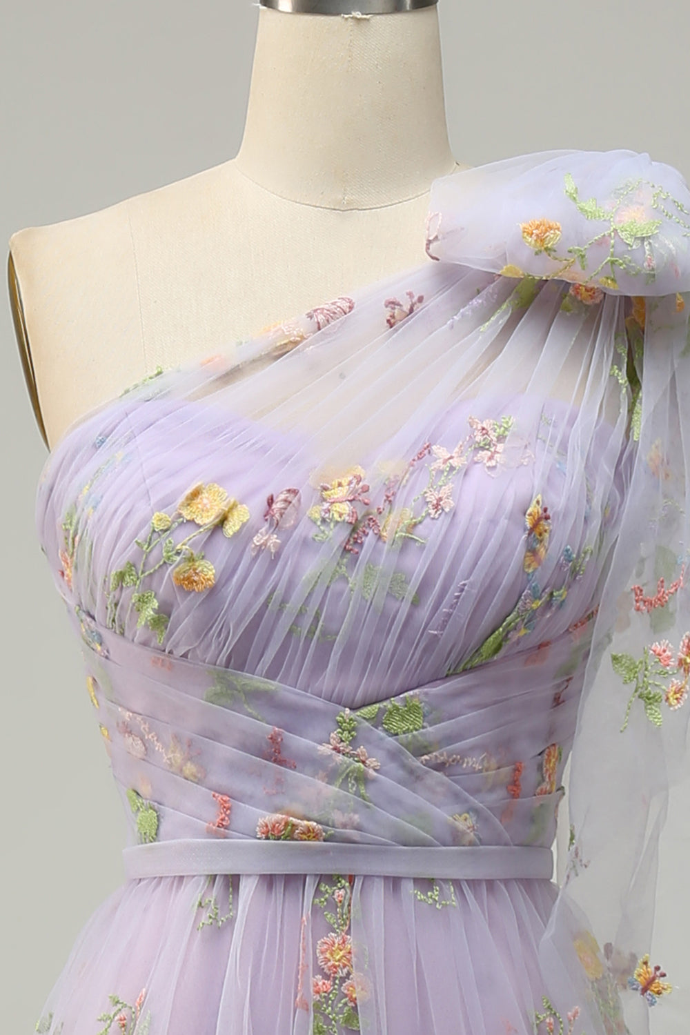 A-Line Purple Long Prom Dress With Embroidery