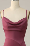 Spaghetti Straps Cross Back Desert Rose Bridesmaid Dress