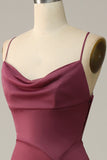 Spaghetti Straps Cross Back Desert Rose Bridesmaid Dress