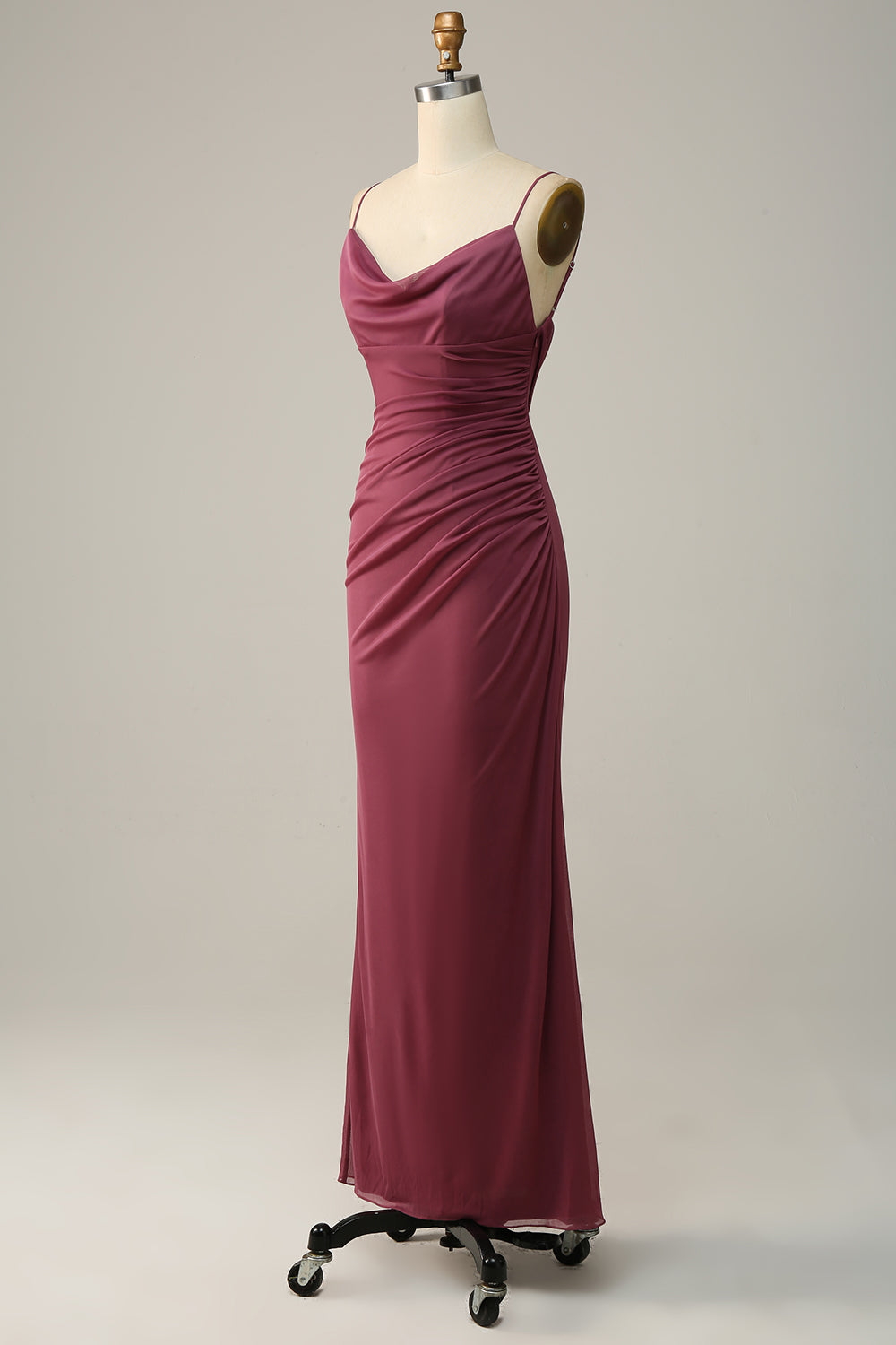 Spaghetti Straps Opne Back Desert Rose Bridesmaid Dress