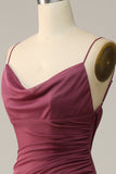 Spaghetti Straps Opne Back Desert Rose Bridesmaid Dress