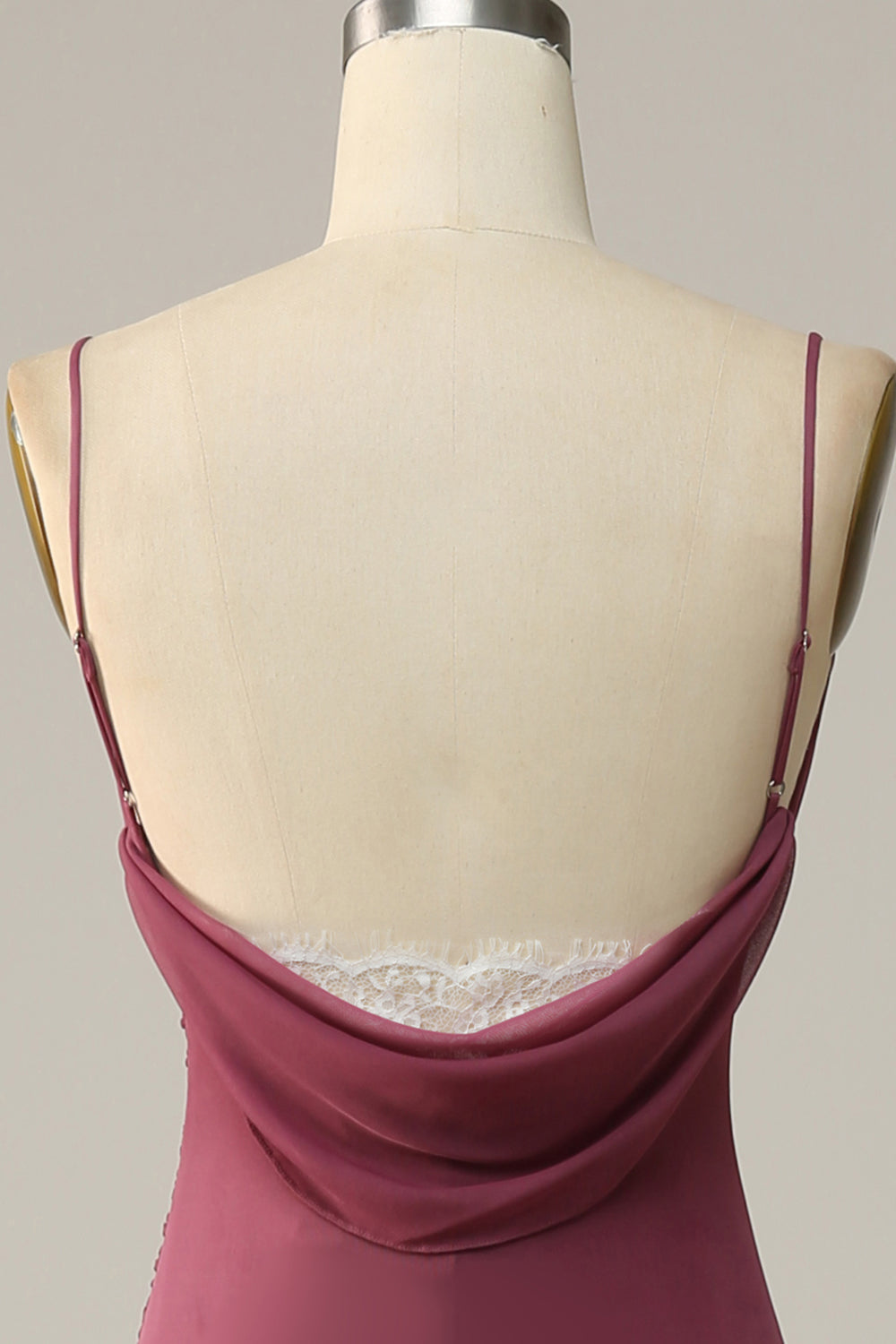 Spaghetti Straps Opne Back Desert Rose Bridesmaid Dress