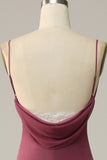 Spaghetti Straps Opne Back Desert Rose Bridesmaid Dress