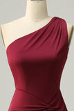 One Shoulder Desert Rose Long Bridesmaid Dress with Slit