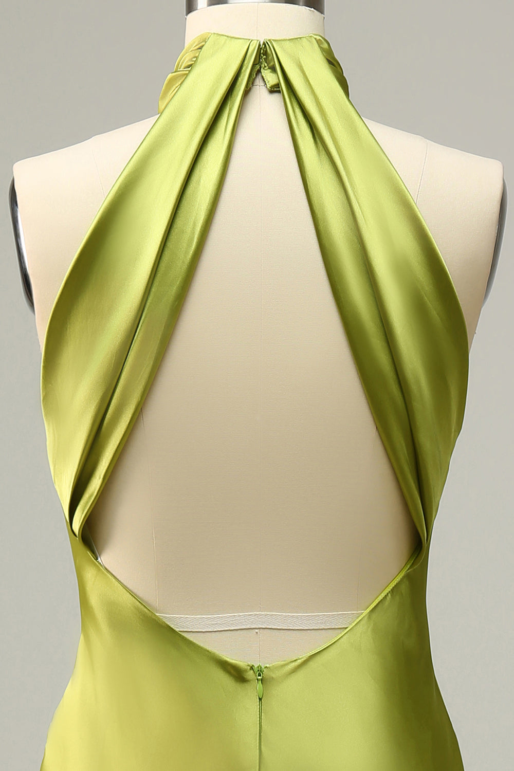 Zapakasa Women Lemon Green Long Bridesmaid Dress Mermaid Halter Open Back Wedding Party Dress Zapakasa Women Lemon Green Long Bridesmaid Dress Mermaid Halter Open Back Wedding Party Dress