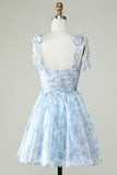 Blue A Line Spaghetti Straps Homecoming Dress