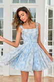 Stylish A Line Sage Printed Short Homecoming Dress