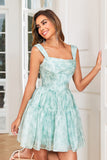 Stylish A Line Sage Printed Short Homecoming Dress