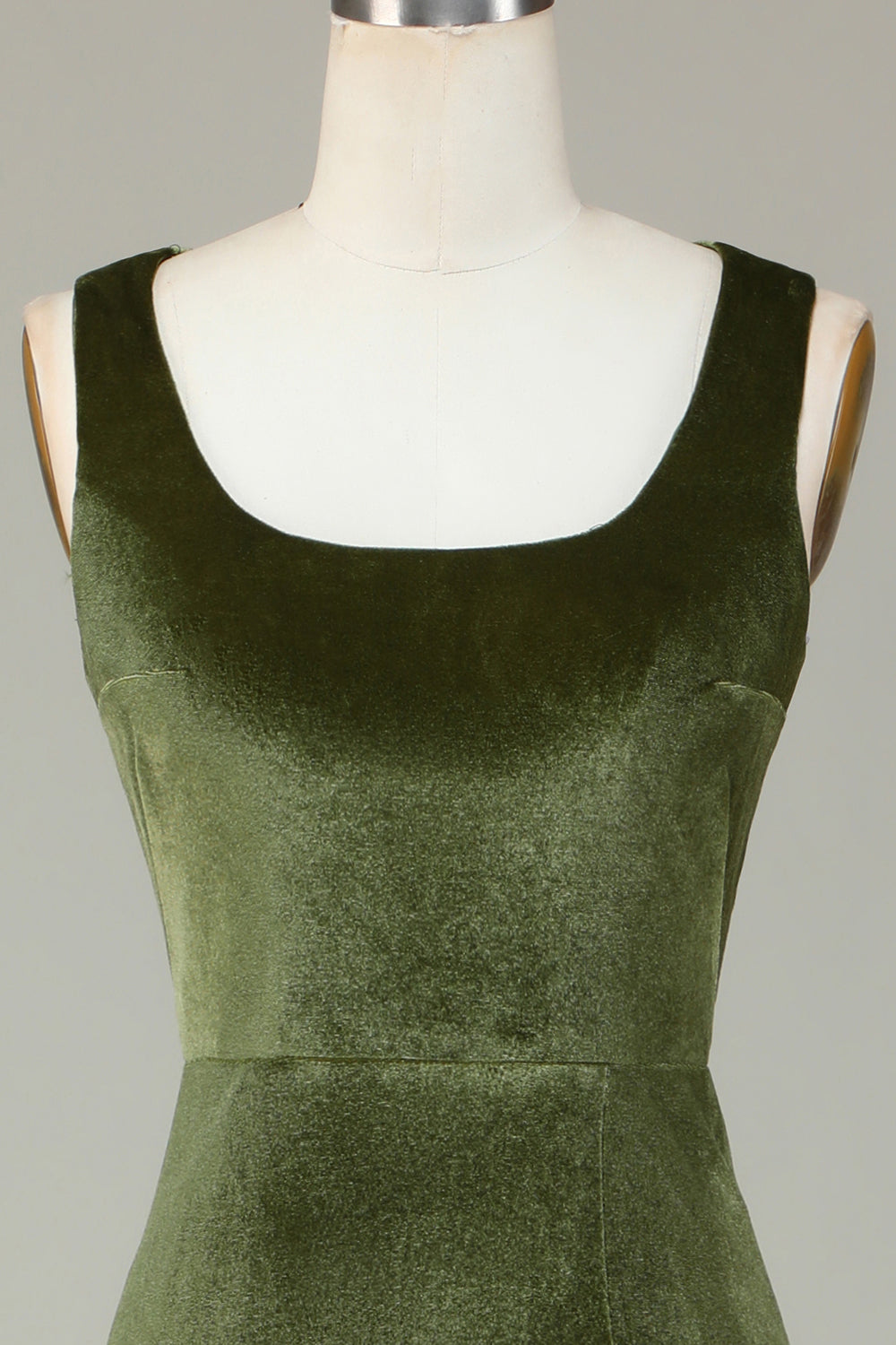 Velvet Mermaid Olive Holiday Party Dress with Slit
