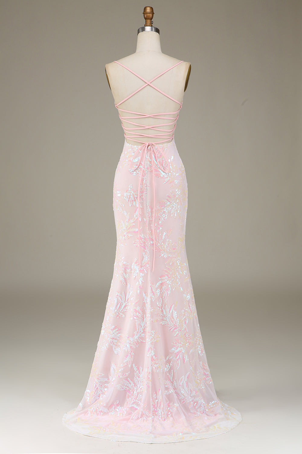 Zapakasa Women Sparkly Pink Prom Dress with Slit Mermaid Lace-Up Back Party Dress Zapakasa Women Sparkly Pink Prom Dress with Slit Mermaid Lace-Up Back Party Dress