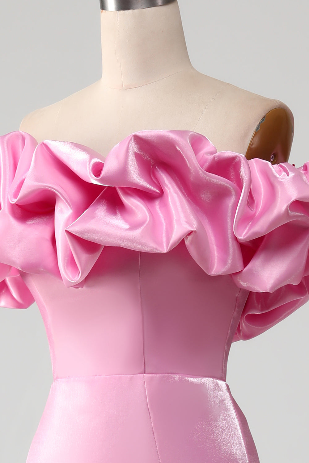 Mermaid Strapless Pink Prom Dress with Ruffles