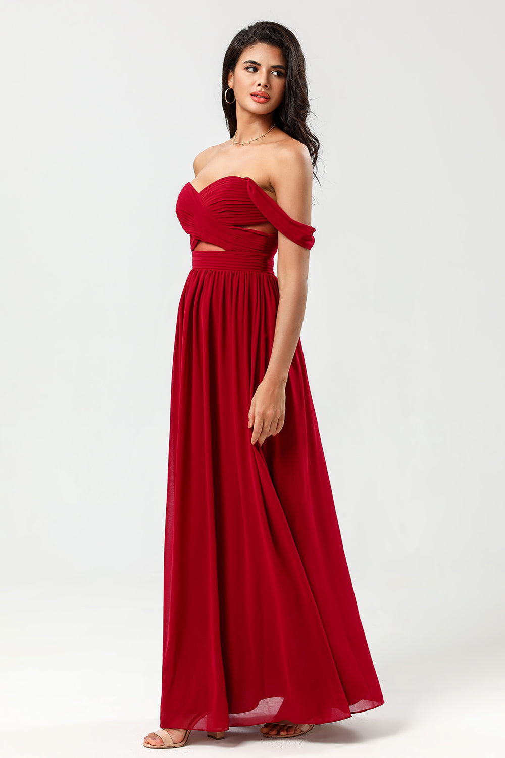 Epitome of Romance A Line Sweetheart Burgundy Long Bridesmaid Dress with Keyhole