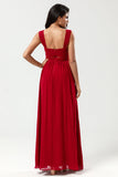 Epitome of Romance A Line Sweetheart Burgundy Long Bridesmaid Dress with Keyhole