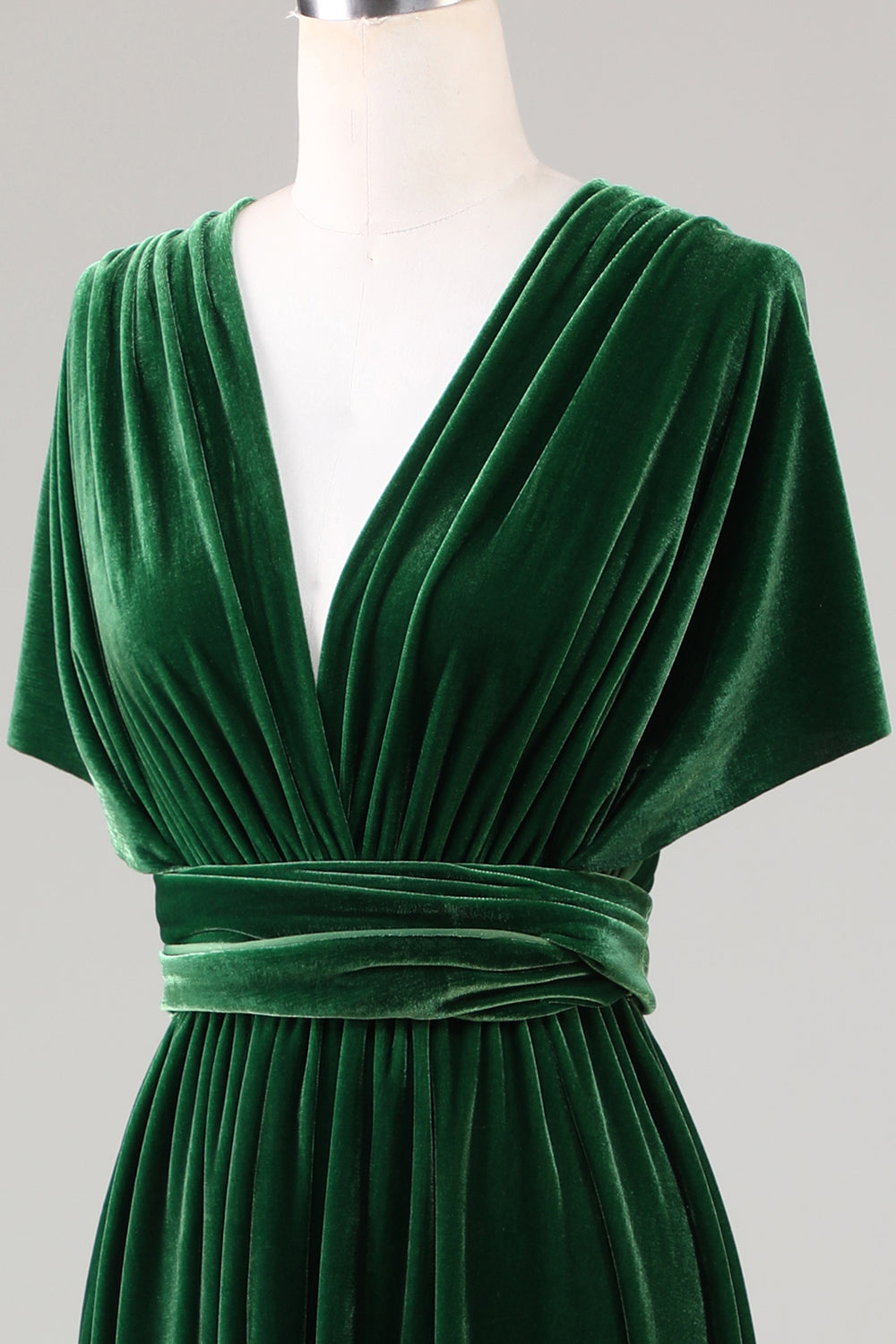 Zapakasa Women Dark Green Covertible Wear Velvet Long Bridesmaid Dress Ruched Bridal Party Dress Zapakasa Women Dark Green Covertible Wear Velvet Long Bridesmaid Dress Ruched Bridal Party Dress