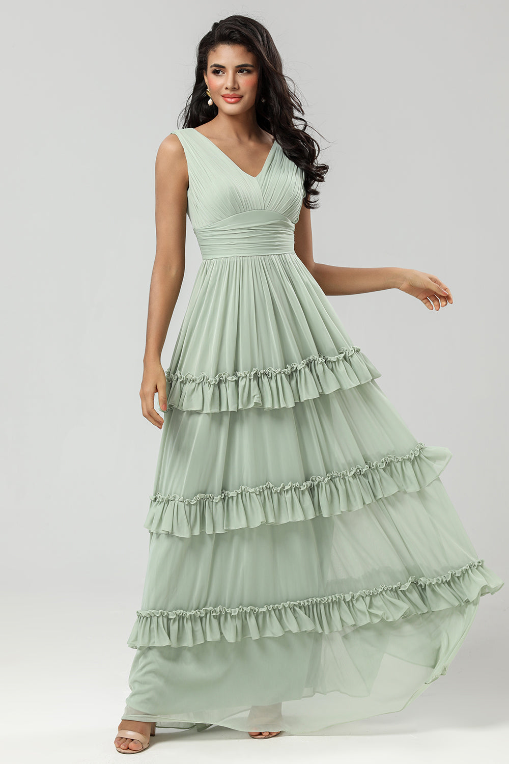 Zapakasa Women Green Bridesmaid Dress with Pleated A Line Chiffon Sleeveless Wedding Party Dress Zapakasa Women Green Bridesmaid Dress with Pleated A Line Chiffon Sleeveless Wedding Party Dress