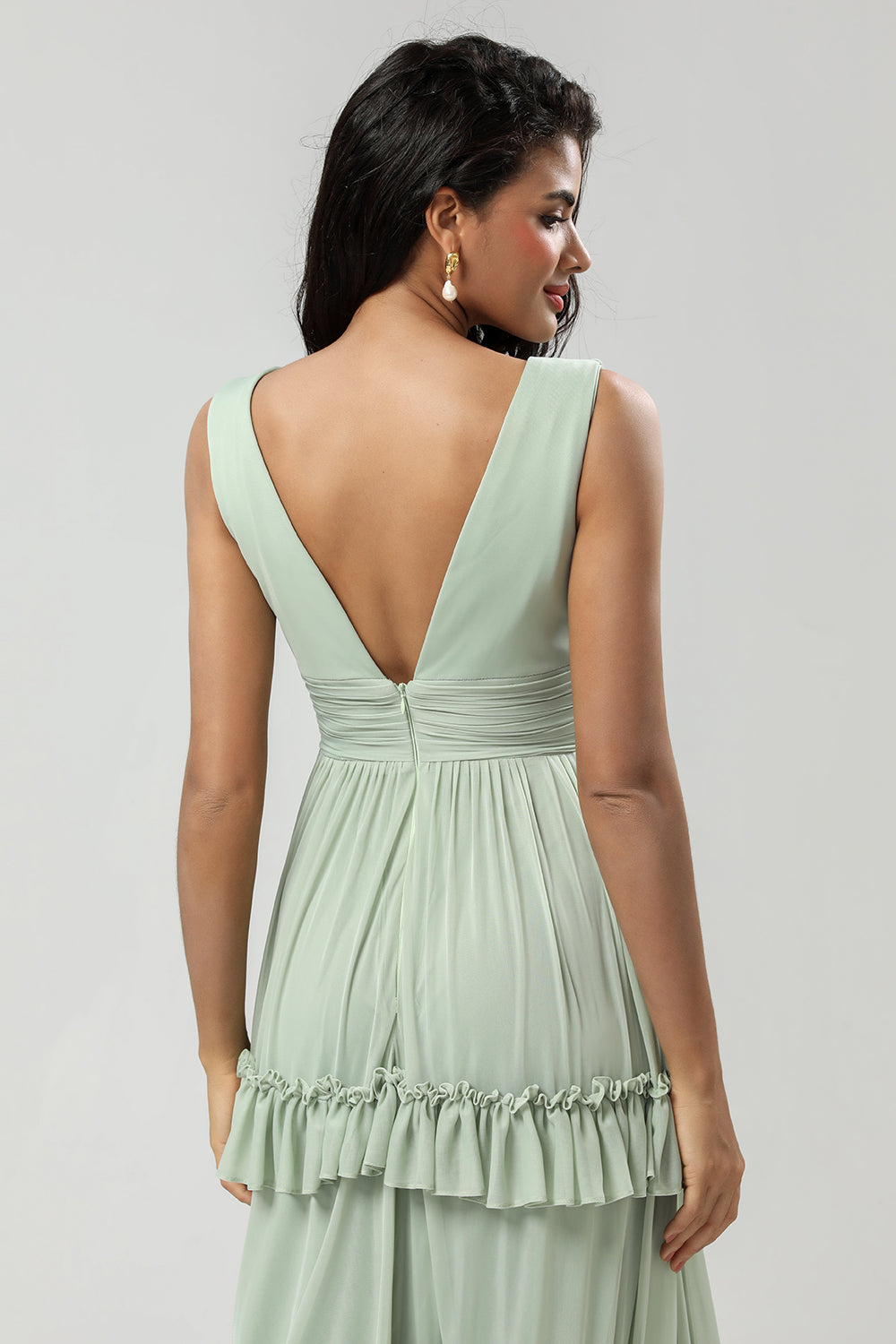 Zapakasa Women Green Bridesmaid Dress with Pleated A Line Chiffon Sleeveless Wedding Party Dress Zapakasa Women Green Bridesmaid Dress with Pleated A Line Chiffon Sleeveless Wedding Party Dress