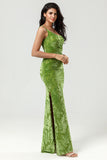 Epitome of Romance Mermaid One Shoulder Olive Velvet Holiday Party Dress