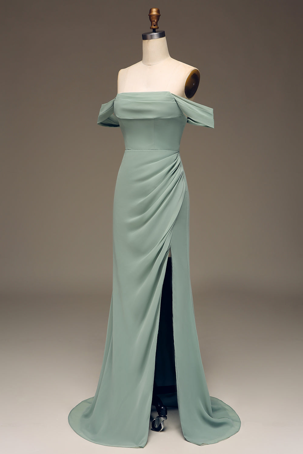 Zapakasa Women Dusty Sage Off the Shoulder Sheath Chiffon Pleated Long Bridesmaid Dress Zapakasa Women Dusty Sage Off the Shoulder Sheath Chiffon Pleated Long Bridesmaid Dress