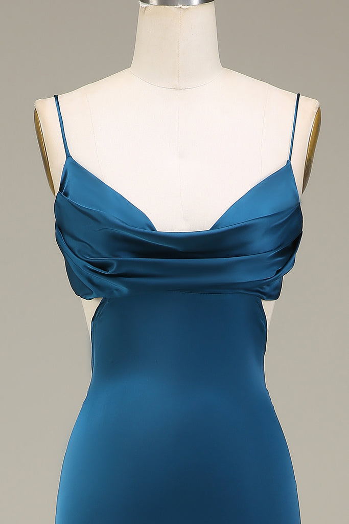 Peacock Sweep/Brush Train Spaghetti Straps Sheath Prom Dresses