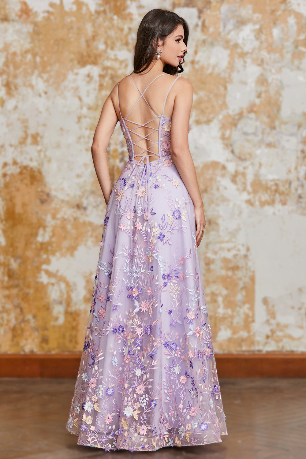 Zapakasa Women Floral Blue Long Corset Prom Dress with Slit Lace Up Back Spaghetti Straps Printed Formal Dress with Embroidery Zapakasa Women Floral Blue Long Corset Prom Dress with Slit Lace Up Back Spaghetti Straps Printed Formal Dress with Embroidery