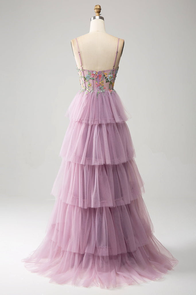 Appliqued Corset Top Short Glitter Prom Dress Vintage Mauve